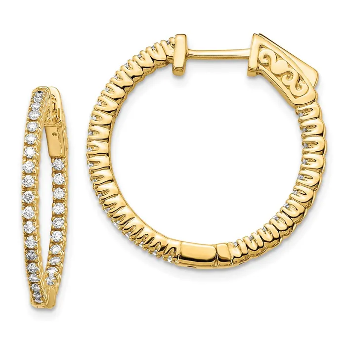 Earrings Goldia 14k Yellow Gold Diamond Round Hoop wSafety Clasp Earrings