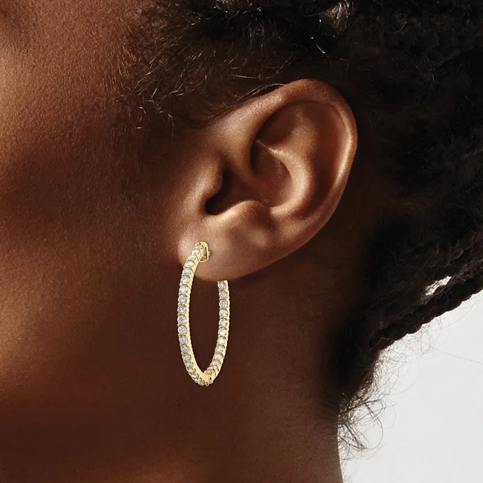 Earrings Goldia 14k Yellow Gold Diamond Round Hoop wSafety Clasp Earrings