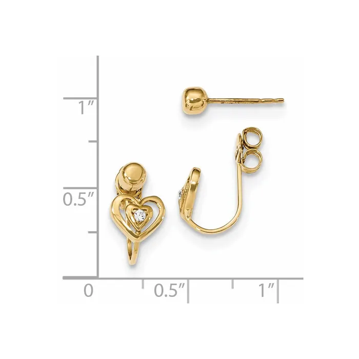 Earrings Goldia 14k Yellow Gold Front u0026 Back CZ Heart Polished Earrings