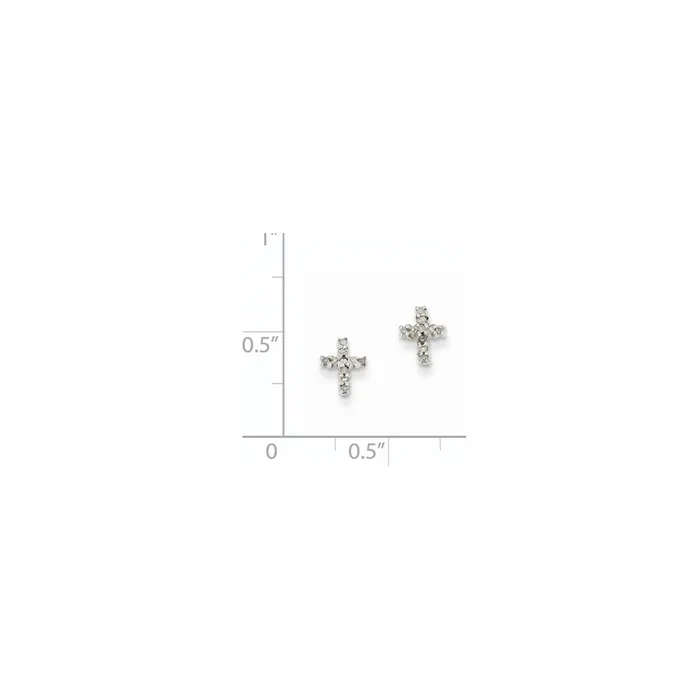 Earrings Goldia 14k Yellow Gold u0026 Top Surface Rhodiumplated Real Diamond Cross Post Earrings