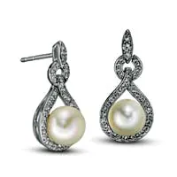 Earrings Goldia 7075mm Cultured Freshwater Pearl and LabCreated White Sapphire Doorknocker Drop Earrings in Sterling Silver Earrings Goldia 7075mm Cultured Freshwater Pearl and LabCreated White Sapphire Doorknocker Drop Earrings in Sterling Silver