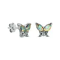 Earrings Goldia Marquise LabCreated Opal and White LabCreated Sapphire Butterfly Stud Earrings in Sterling Silver Earrings Goldia Marquise LabCreated Opal and White LabCreated Sapphire Butterfly Stud Earrings in Sterling Silver