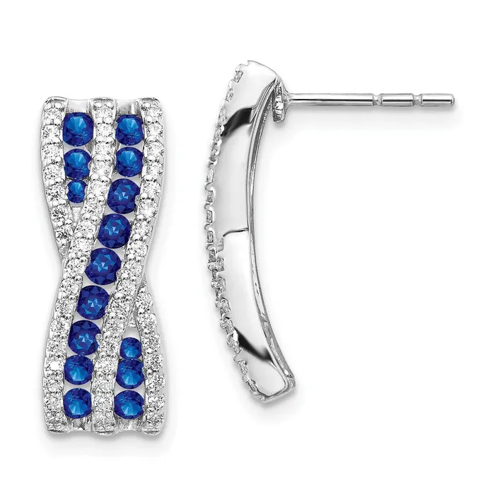 Earrings Goldia Solid 14k White Gold Simulated CZ and Sapphire Fancy Earrings
