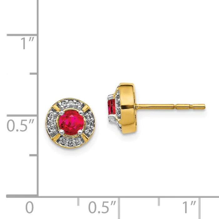 Earrings Goldia Solid 14k Yellow Gold Simulated CZ and Ruby Fancy Halo Earrings Earrings Goldia Solid 14k Yellow Gold Simulated CZ and Ruby Fancy Halo Earrings