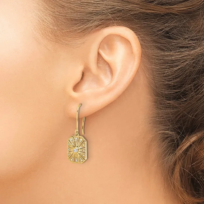 Earrings Goldia Solid 14k Yellow Gold Simulated CZ Vintage Earrings