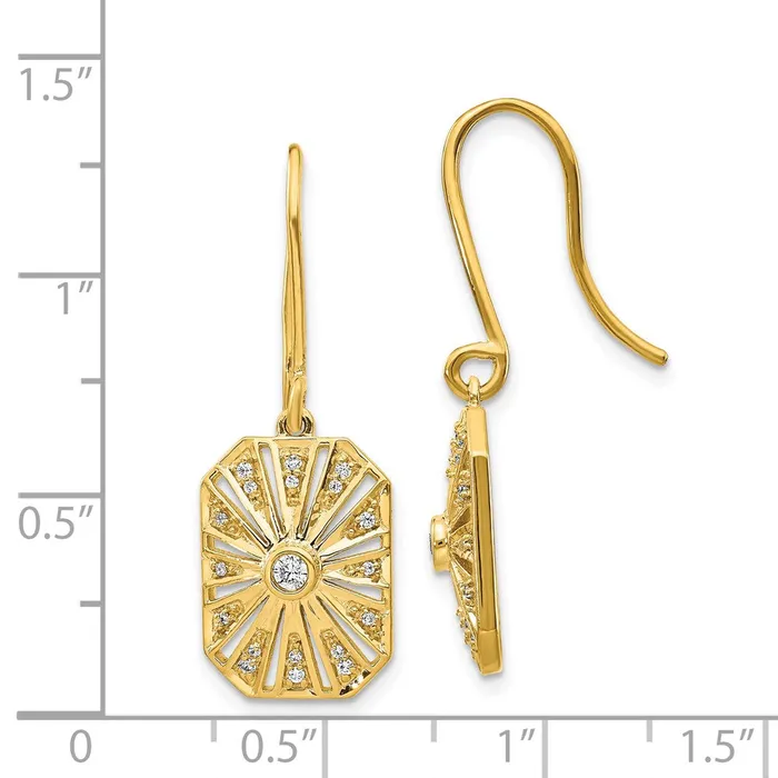 Earrings Goldia Solid 14k Yellow Gold Simulated CZ Vintage Earrings