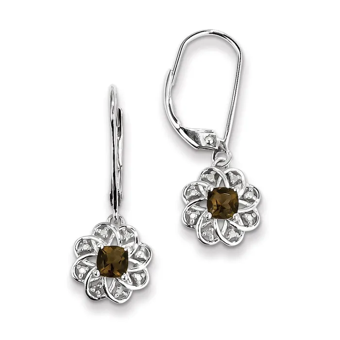 Earrings Goldia Sterling Silver Diamond u0026 Smoky Quartz Earrings