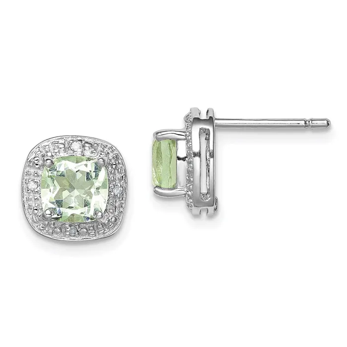 Earrings Goldia Sterling Silver Rhodiumplated Green Quartz and Diamond Earrings Earrings Goldia Sterling Silver Rhodiumplated Green Quartz and Diamond Earrings