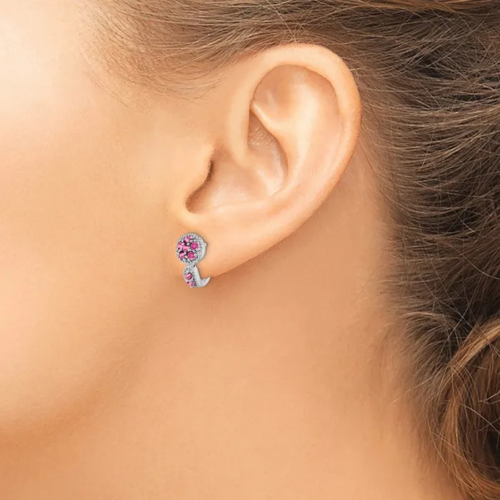 Earrings Goldia Sterling Silver Rhodiumplated Pink Tourmaline Hinged Earrings