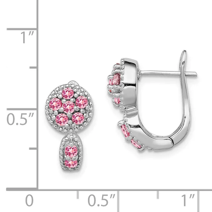 Earrings Goldia Sterling Silver Rhodiumplated Pink Tourmaline Hinged Earrings