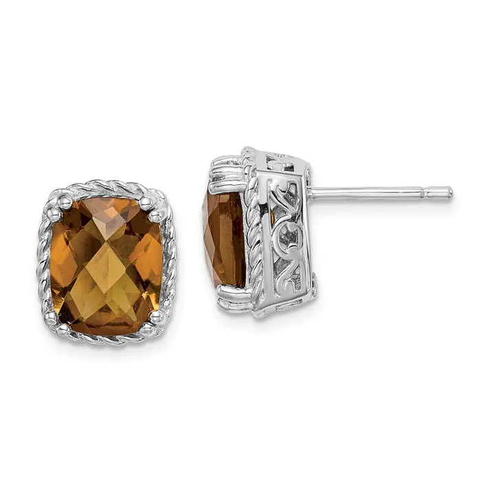 Earrings Goldia Sterling Silver Rhodiumplated Whiskey Quartz Earrings