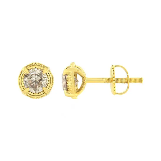 Earrings JMS always Original 14K Yellow Gold Plated 925 Sterling Silver 14 cttw Diamond Modern 4Prong Solitaire Milgrain Stud Earrings KL Color I2I3 Clarity Earrings JMS always Original 14K Yellow Gold Plated 925 Sterling Silver 14 cttw Diamond Modern 4Prong Solitaire Milgrain Stud Earrings KL Color I2I3 Clarity