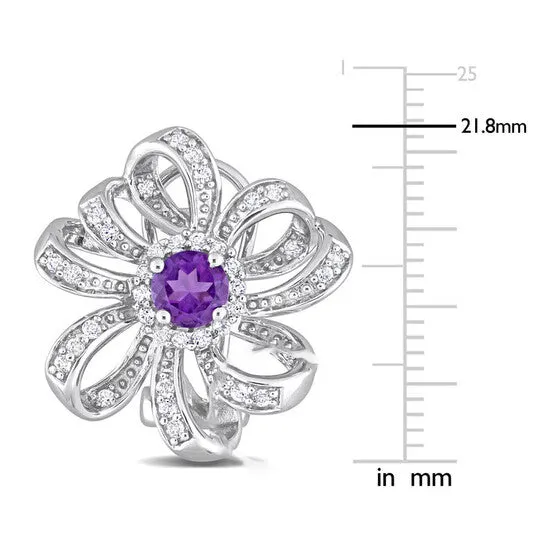 Earrings JMS always Original AMOUR 1 58 CT TGW African Amethyst and White Topaz Floral Clipback Earrings In Sterling Silver Earrings JMS always Original AMOUR 1 58 CT TGW African Amethyst and White Topaz Floral Clipback Earrings In Sterling Silver