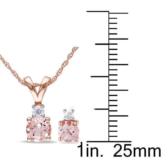 Earrings JMS always Original AMOUR 2 Pc Set Of 110 CT TW Diamond and Morganite Stud Earrings and Necklace In 10K Rose Gold Earrings JMS always Original AMOUR 2 Pc Set Of 110 CT TW Diamond and Morganite Stud Earrings and Necklace In 10K Rose Gold