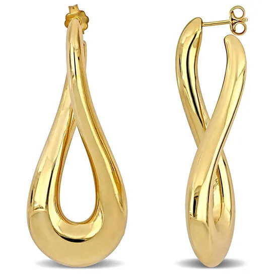 Earrings JMS always Original AMOUR 55 Mm Oval Twist Hoop Earrings In Yellow Plated Sterling Silver Earrings JMS always Original AMOUR 55 Mm Oval Twist Hoop Earrings In Yellow Plated Sterling Silver