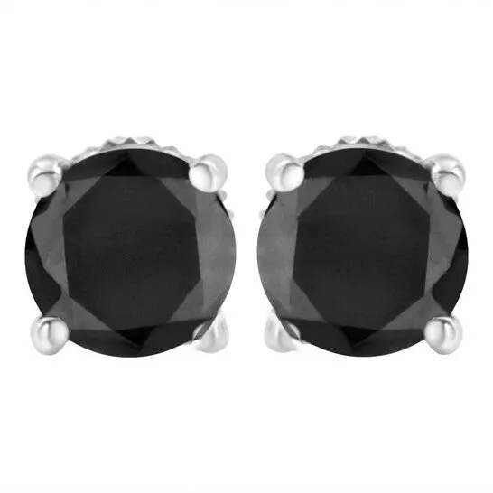 Earrings JMS always Original Haus of Brilliance 14K White Gold 3 cttw Black Diamond ScrewBack 4Prong Classic Stud Earrings ColorEnhanced I2I3 Earrings JMS always Original Haus of Brilliance 14K White Gold 3 cttw Black Diamond ScrewBack 4Prong Classic Stud Earrings ColorEnhanced I2I3