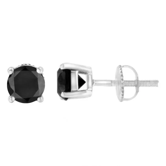 Earrings JMS always Original Haus of Brilliance 14K White Gold 3 cttw Black Diamond ScrewBack 4Prong Classic Stud Earrings ColorEnhanced I2I3 Earrings JMS always Original Haus of Brilliance 14K White Gold 3 cttw Black Diamond ScrewBack 4Prong Classic Stud Earrings ColorEnhanced I2I3