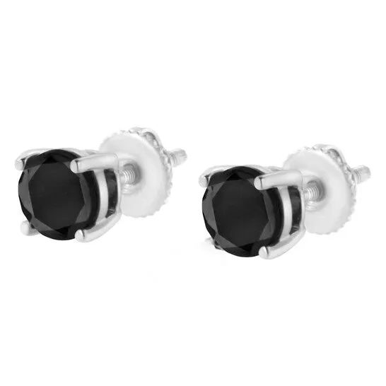 Earrings JMS always Original Haus of Brilliance 14K White Gold 3 cttw Black Diamond ScrewBack 4Prong Classic Stud Earrings ColorEnhanced I2I3 Earrings JMS always Original Haus of Brilliance 14K White Gold 3 cttw Black Diamond ScrewBack 4Prong Classic Stud Earrings ColorEnhanced I2I3