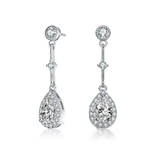 Earrings JMS always Original Megan Walford Sterling Silver Pear with Round Cubic Zirconia Chandelier Earrings Earrings JMS always Original Megan Walford Sterling Silver Pear with Round Cubic Zirconia Chandelier Earrings