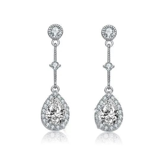 Earrings JMS always Original Megan Walford Sterling Silver Pear with Round Cubic Zirconia Chandelier Earrings Earrings JMS always Original Megan Walford Sterling Silver Pear with Round Cubic Zirconia Chandelier Earrings