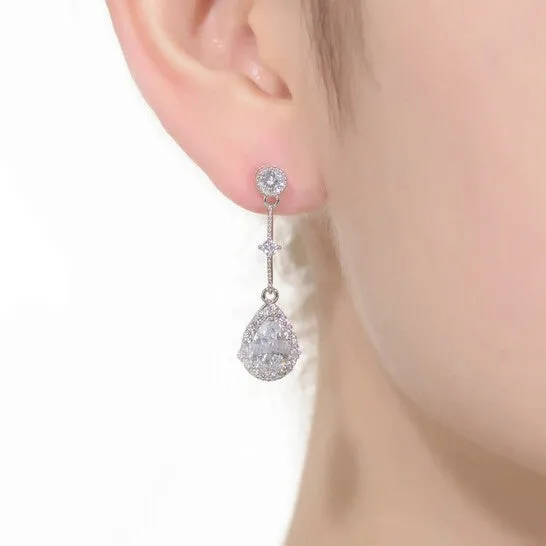 Earrings JMS always Original Megan Walford Sterling Silver Pear with Round Cubic Zirconia Chandelier Earrings Earrings JMS always Original Megan Walford Sterling Silver Pear with Round Cubic Zirconia Chandelier Earrings