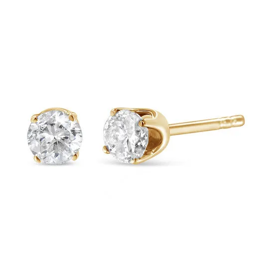 Earrings Original AGS Certified 14K Yellow Gold 12 cttw 4Prong Set Brilliant RoundCut Solitaire Diamond Push Back Stud Earrings ST Color I1I2 Clarity JMS always Earrings Original AGS Certified 14K Yellow Gold 12 cttw 4Prong Set Brilliant RoundCut Solitaire Diamond Push Back Stud Earrings ST Color I1I2 Clarity JMS always