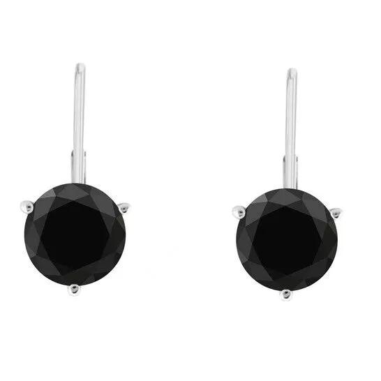 Earrings Original Maulijewels 38 Carat Black Round Natural Diamond Three Prong Set Womes Martini Leverback Earrings In 14K Solid White Gold JMS always Earrings Original Maulijewels 38 Carat Black Round Natural Diamond Three Prong Set Womes Martini Leverback Earrings In 14K Solid White Gold JMS always