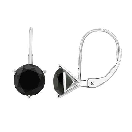 Earrings Original Maulijewels 38 Carat Black Round Natural Diamond Three Prong Set Womes Martini Leverback Earrings In 14K Solid White Gold JMS always Earrings Original Maulijewels 38 Carat Black Round Natural Diamond Three Prong Set Womes Martini Leverback Earrings In 14K Solid White Gold JMS always