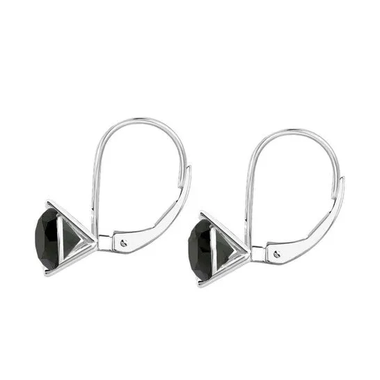Earrings Original Maulijewels 38 Carat Black Round Natural Diamond Three Prong Set Womes Martini Leverback Earrings In 14K Solid White Gold JMS always Earrings Original Maulijewels 38 Carat Black Round Natural Diamond Three Prong Set Womes Martini Leverback Earrings In 14K Solid White Gold JMS always