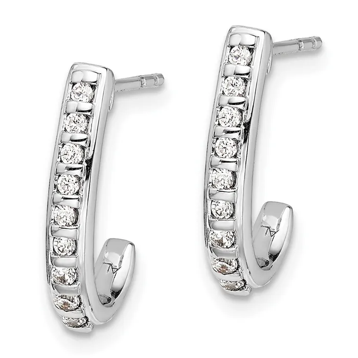 Earrings Solid 14k White Gold Simulated CZ JHoop Post Earrings Goldia