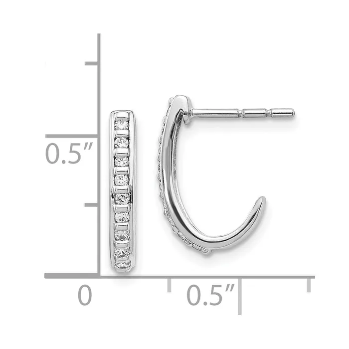 Earrings Solid 14k White Gold Simulated CZ JHoop Post Earrings Goldia