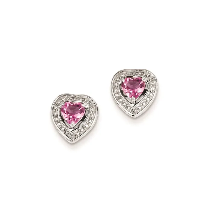Earrings Sterling Silver Pink Tourmaline Heart Post Earrings Goldia
