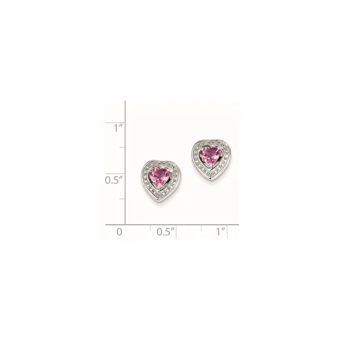 Earrings Sterling Silver Pink Tourmaline Heart Post Earrings Goldia