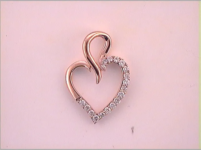 gndatlanta 10k Rose Gold Round Diamond Outline Heart Pendant 16 Cttw Necklaces