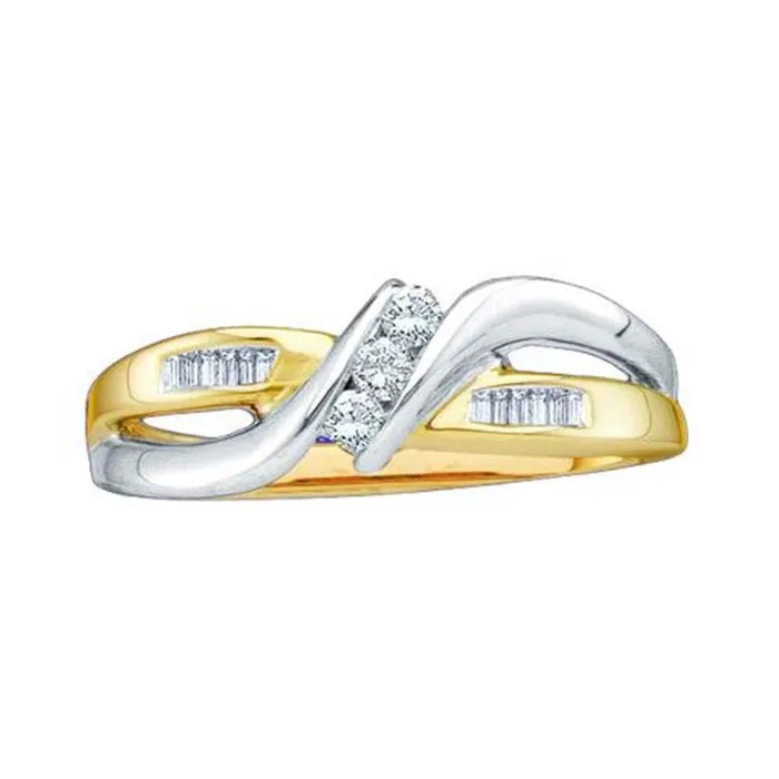 gndatlanta 10k Yellow Gold Round Diamond 3stone Promise Ring 16 Cttw Rings