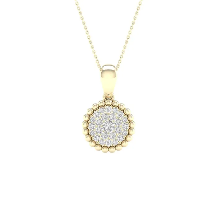 gndatlanta 10k Yellow Gold Round Diamond Cluster Pendant 16 Cttw Necklaces