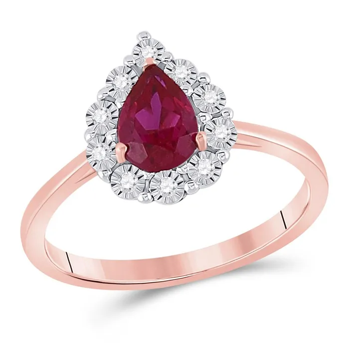 gndatlanta 14k Rose Gold Pear Ruby Diamond Teardrop Solitaire Ring 78 Cttw Rings