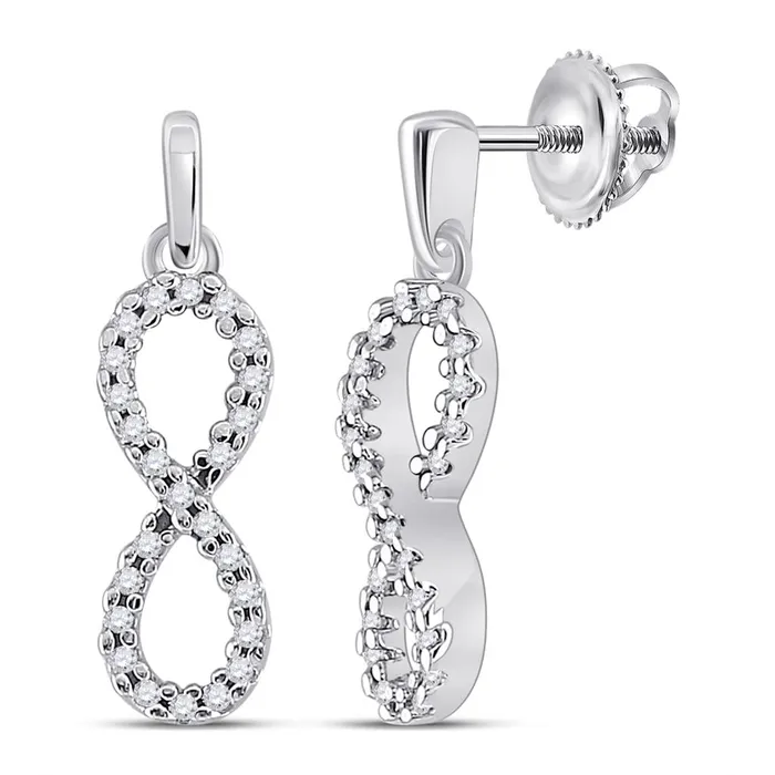 gndatlanta 14k White Gold Round Diamond Infinity Dangle Earrings 14 Cttw Earrings