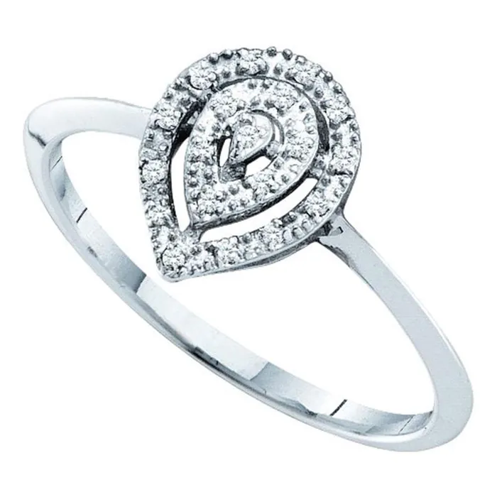 gndatlanta 14k White Gold Round Diamond Teardrop Ring 120 Cttw Rings