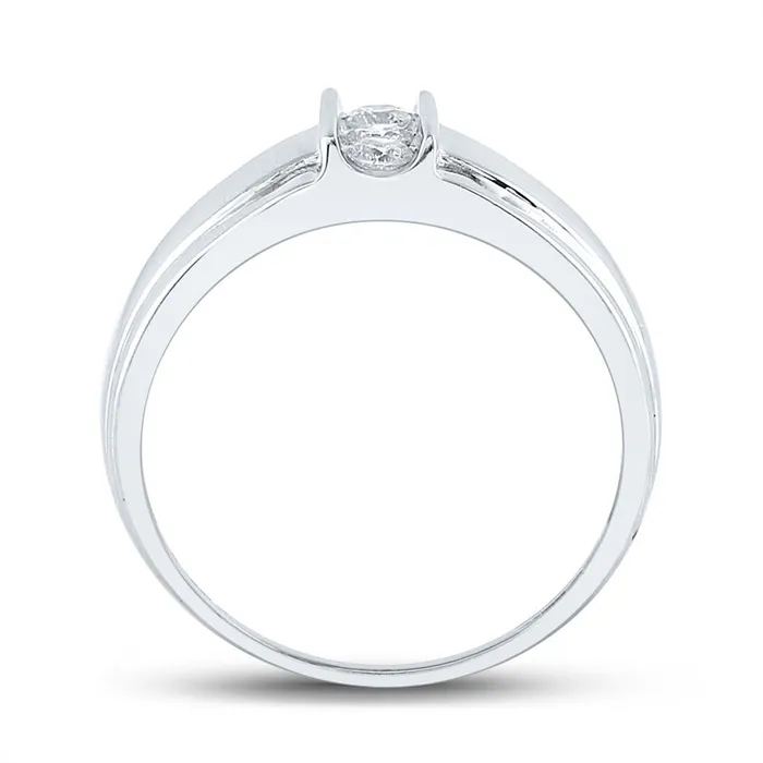 gndatlanta 14k White Gold Round Diamond Wedding 3Stone Band Ring 14 Cttw Rings