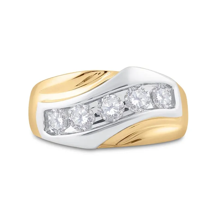 gndatlanta 14k Yellow Gold Round Diamond 5Stone Band Ring 1 Cttw Rings