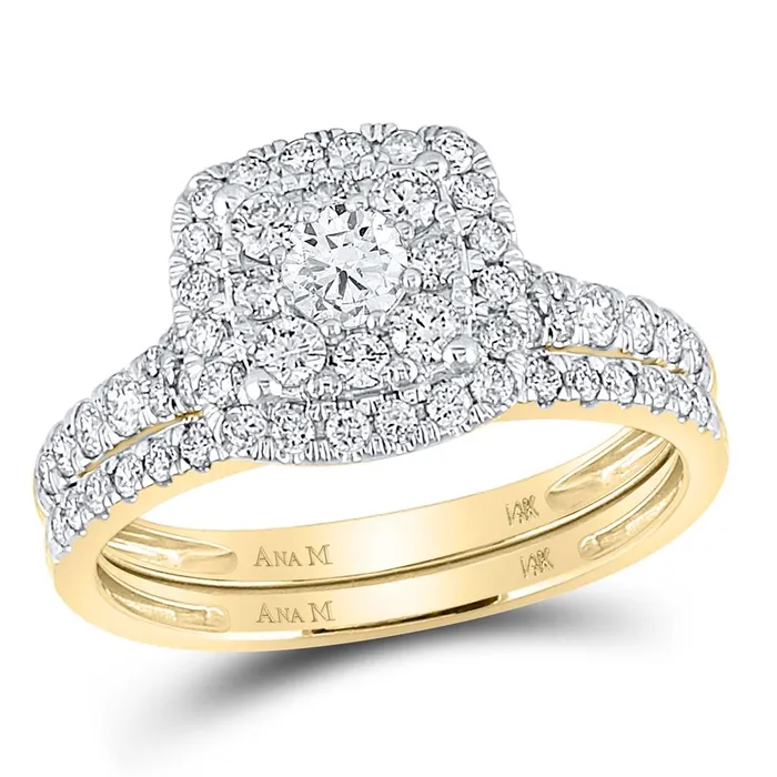 gndatlanta 14k Yellow Gold Round Diamond Bridal Wedding Ring Set 1 Cttw Rings