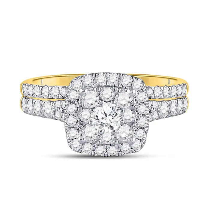 gndatlanta 14k Yellow Gold Round Diamond Bridal Wedding Ring Set 1 Cttw Rings