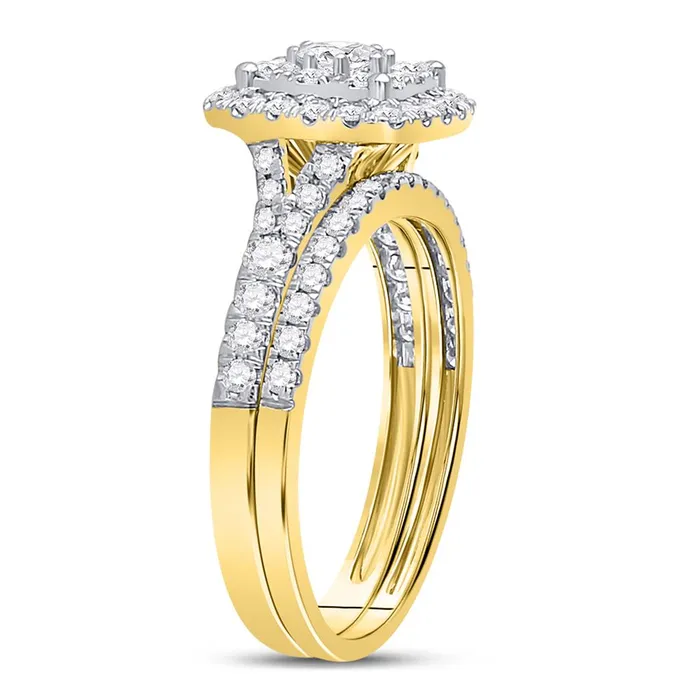 gndatlanta 14k Yellow Gold Round Diamond Bridal Wedding Ring Set 1 Cttw Rings