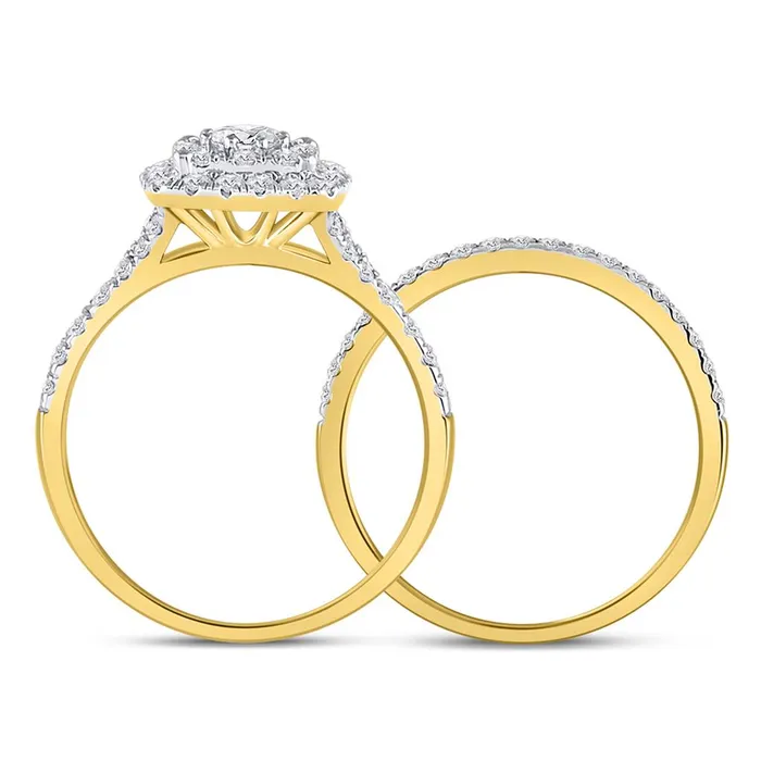 gndatlanta 14k Yellow Gold Round Diamond Bridal Wedding Ring Set 1 Cttw Rings