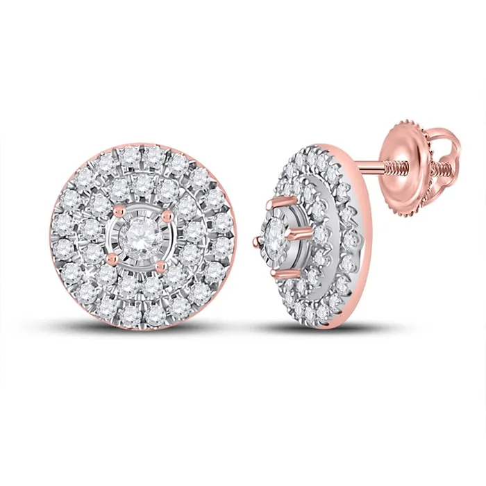 gndatlanta Earrings 10k Rose Gold Round Diamond Circle Earrings 14 Cttw
