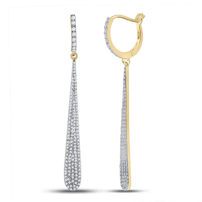 gndatlanta Earrings 14k Yellow Gold Round Diamond Drop Dangle Earrings 34 Cttw