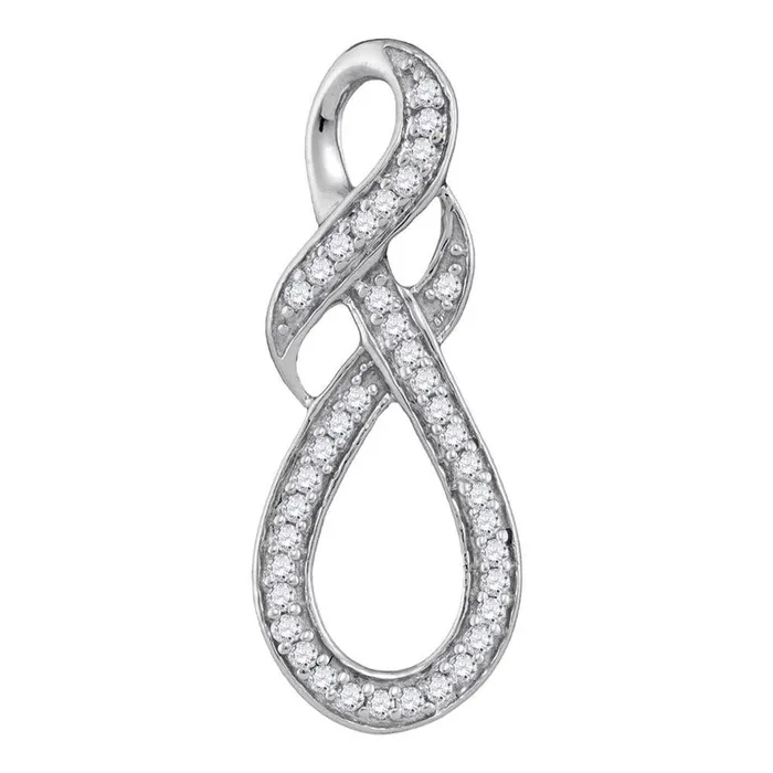 gndatlanta Necklaces 14k White Gold Round Diamond Wraparound Infinity Pendant 15 Cttw