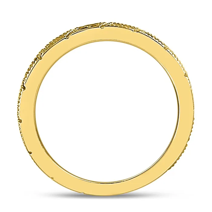 gndatlanta Rings 10k Yellow Gold Round Blue Sapphire Diamond Milgrain Stackable Band Ring 14 Cttw