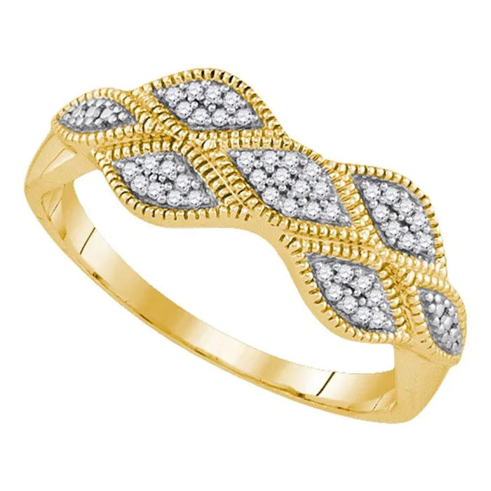 gndatlanta Rings 10k Yellow Gold Round Diamond Cluster Milgrain Band Ring 110 Cttw
